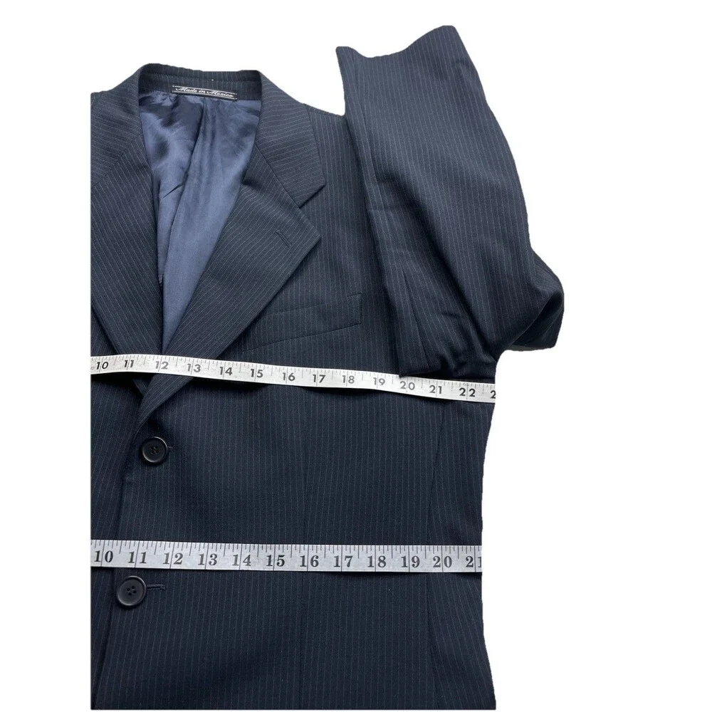 Mani Giorgio Armani Men Suit Navy Pencil Striped 40R 36x30 Jacket Pants Set